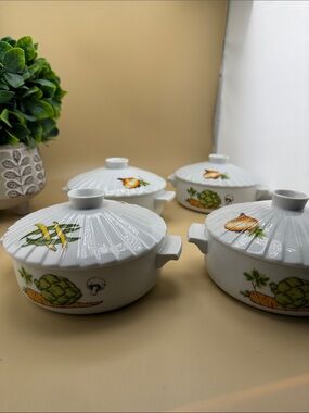 Vintage Styson Oven To Table Set of 4 Mini Casserole Dish 5" Diam